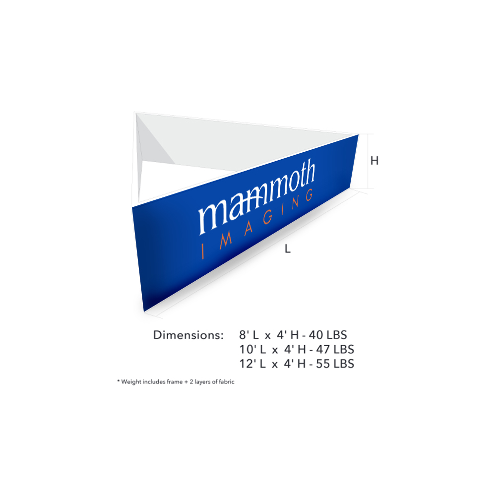 Tapered triangle hanging banner dimensions